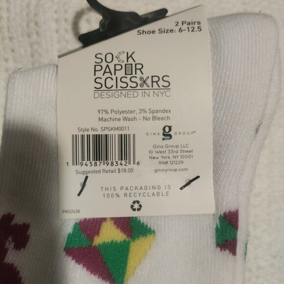 NWT 2 Pairs Sock Paper Scissors Sz: 6-12.5 Novety Socks Alien Mushroom Weed - Picture 2 of 8
